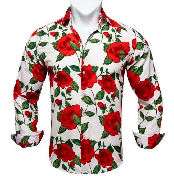 Red Floral Cotton Shirt