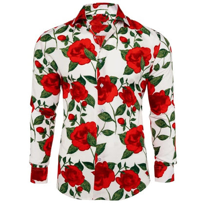 Red Floral Cotton Shirt