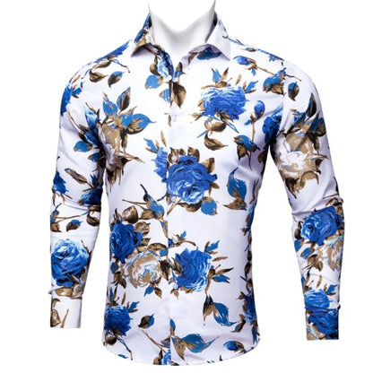 Blue Floral Cotton Shirt