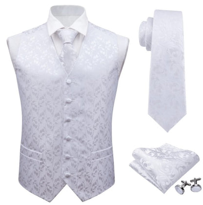 White Floral Wedding Vest Set