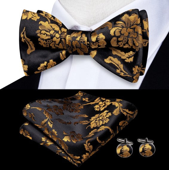 Golden Yellow Leaves Bow Tie Set