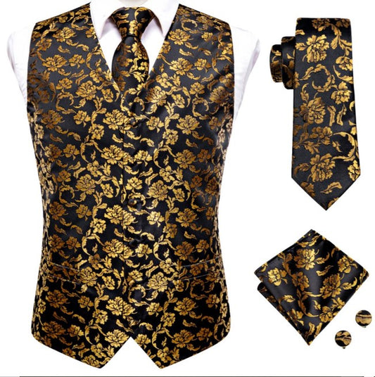 Golden Yellow Leaves Vest Set