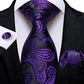 Embossed Lilac Leaves Tie Set - Masculine Clothes
