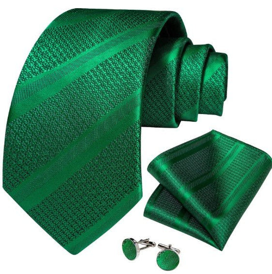Emerald Striped Paisley Tie Set - Masculine Clothes