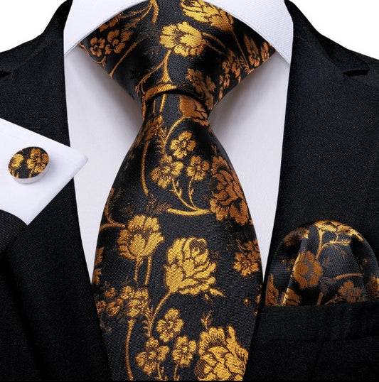 Azalea Gold Paisley Tie Set