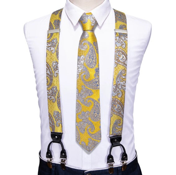 Yellow Paisley Suspender Set