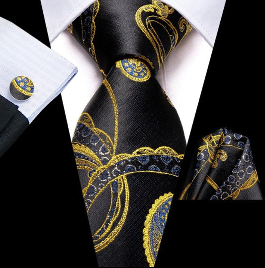 Orbit Tie XL, Pocket Square and Cufflinks