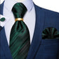 Green Lines Tie Ring, Pocket Square and Cufflinks