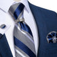 Blue Stripe Tie Ring, Pocket Square and Cufflinks