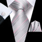 Pink and Silver Lines Tie Set - Masculine Clothes