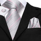 Pink and Silver Lines Tie Set - Masculine Clothes