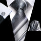 White Striped with Flowers Tie Set - Masculine Clothes