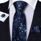 White and Green Floral Silk Tie Set