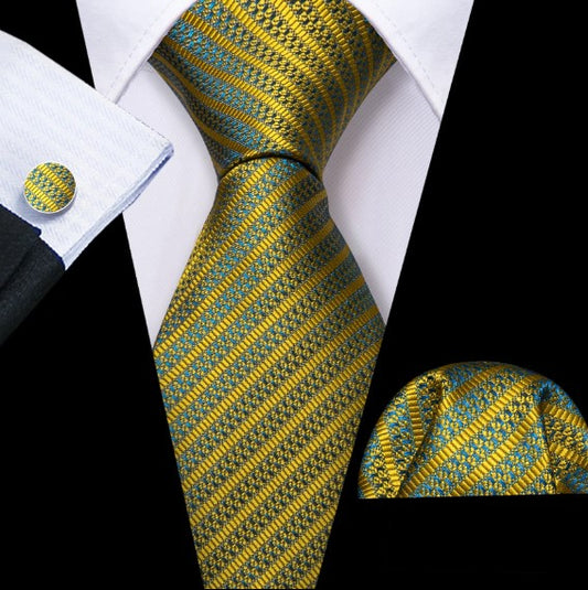 Yellow and Blue Silk Tie Set