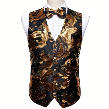 Brown Roses In Black Vest Set