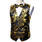 Gold Roses In Black Vest Set - Masculine Clothes