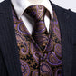 Purple Leaves In Brown Vest and Tie - Masculine Clothes