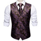 Purple Leaves In Brown Vest and Tie - Masculine Clothes