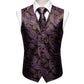 Purple Leaves In Brown Vest and Tie - Masculine Clothes
