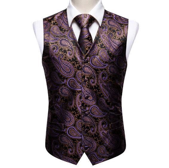 Purple Leaves In Brown Vest and Tie