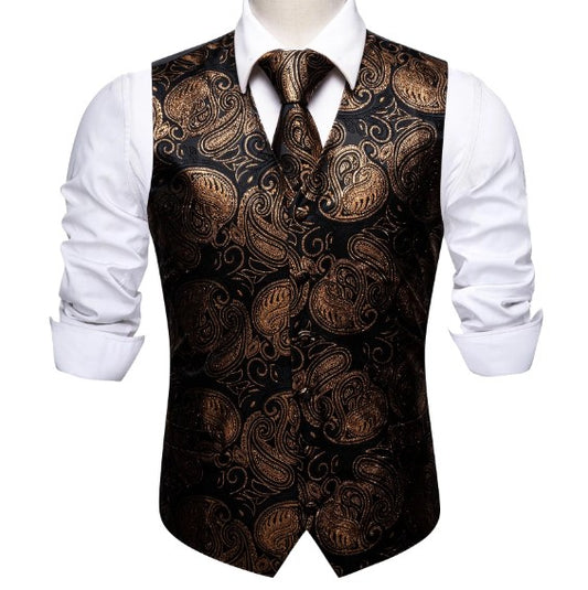 Chocolate Heart Leaves Vest and Tie