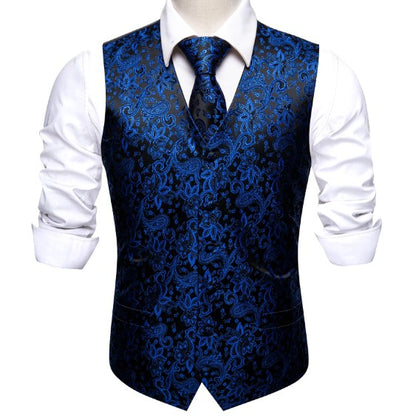 Blue Bubbles In Black Vest and Tie