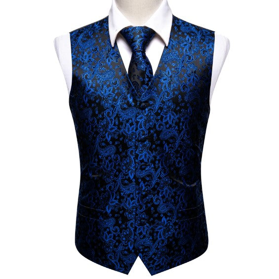 Blue Bubbles In Black Vest and Tie