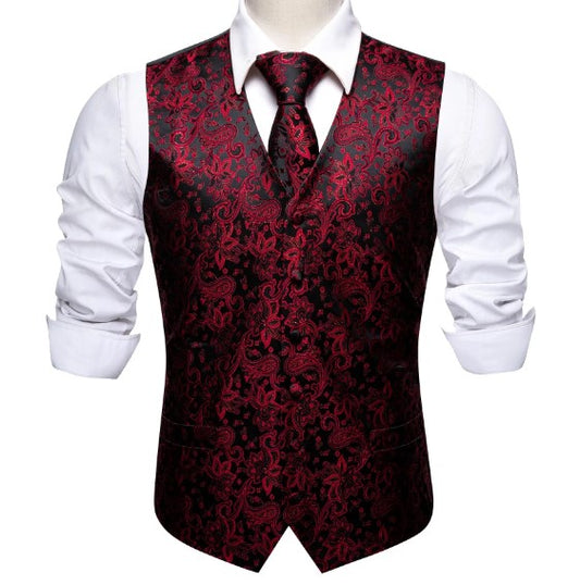 Red Bubbles In Black Vest and Tie