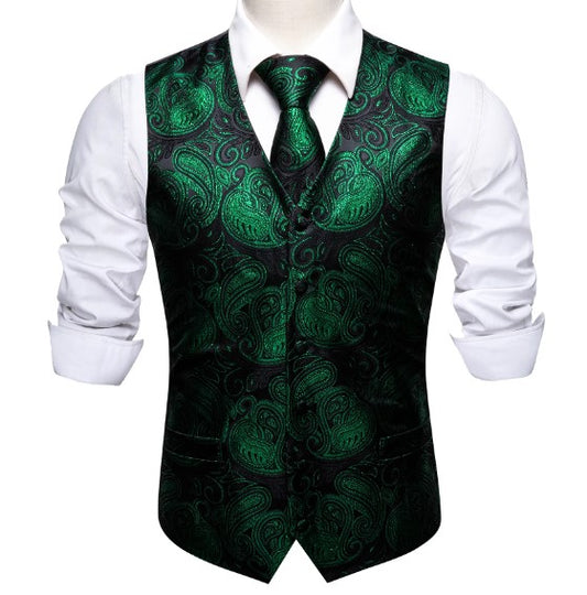 Green Heart Leaves In Black Vest and Tie