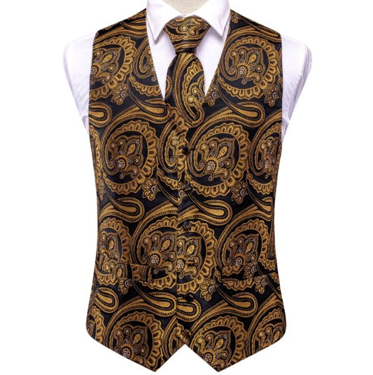 Golden Yellow Floral Vest Set