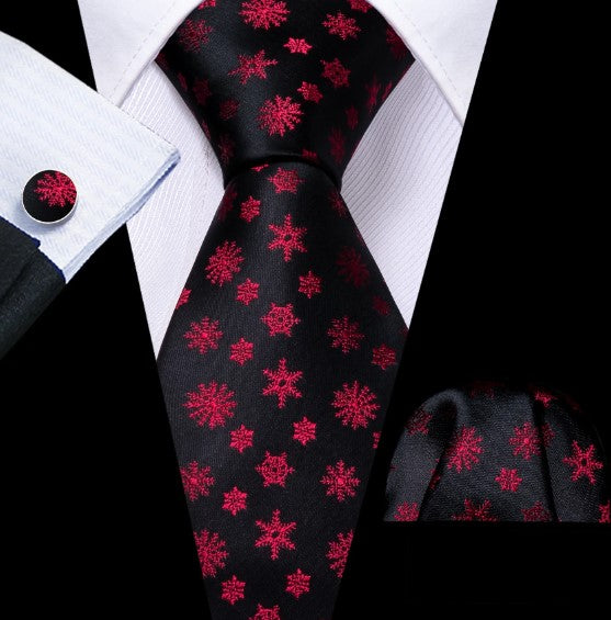 Red Starry Night Tie Set In Black