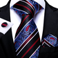 Luxury Red Striped with Floral Silk Tie Set