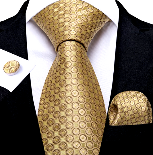 Gold Circle Silk Tie Set