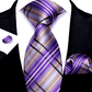 Purple Checkered Silk Tie Set - Masculine Clothes
