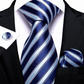 Blue Striped Silk Tie Set