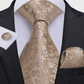 Light Brown Tiny Leaves Silk Tie Set - Masculine Clothes