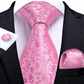 Pink Tiny Leaves Silk Tie Set - Masculine Clothes