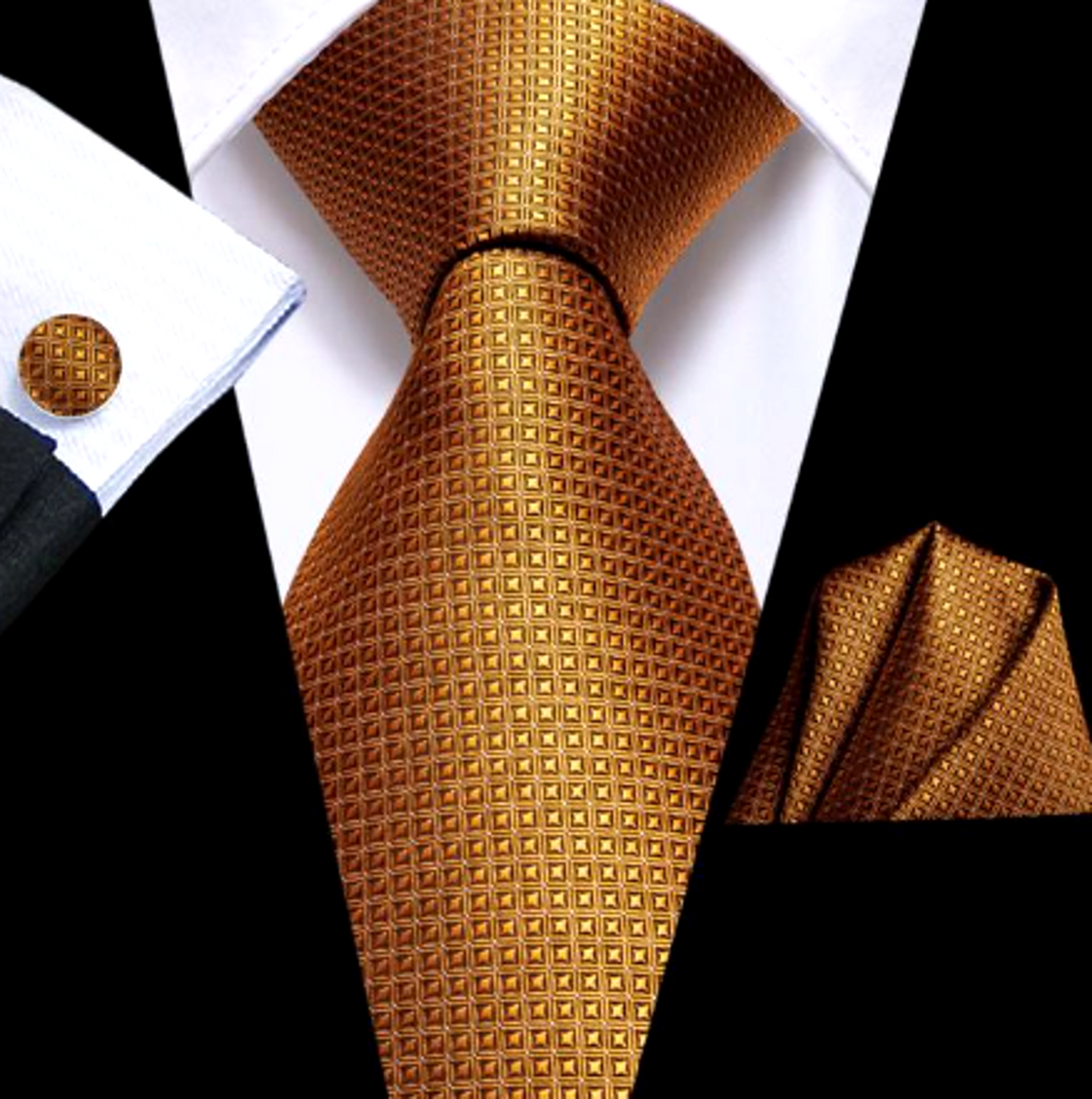 Shimmering Rusty Orange Silk Tie Set