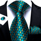 Blue Green Oranges Leaves Silk Tie Set - Masculine Clothes