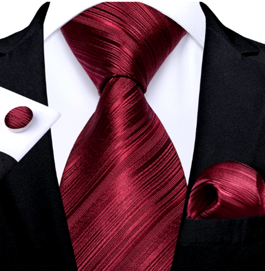 Beautiful Red Silk Tie Set