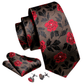 Luxury Red Roses In Brown Silk Tie Set - Masculine Clothes