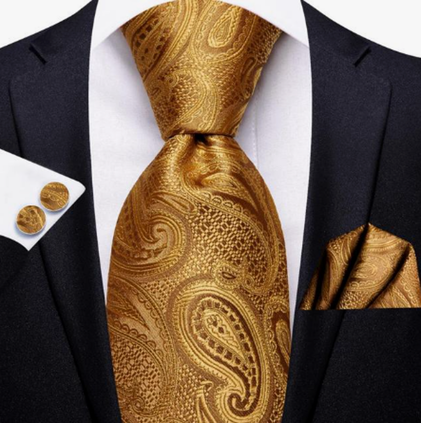 Luxury Golden Leaves Silk Tie Set