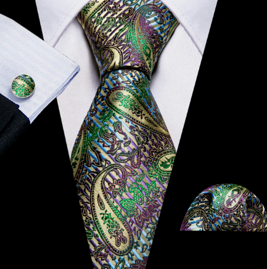 Green Leaves Silk Tie Set