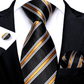 Golden Brown Stripes In Black Tie Set - Masculine Clothes