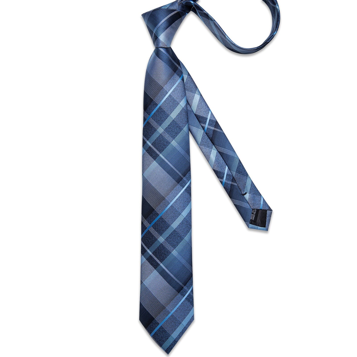 Blue Checkered with Baby Blue Lines Tie Set