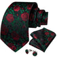 Red Rose with Green Leaves Tie Set - Masculine Clothes