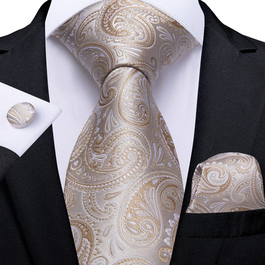 Champagne Floral Silk Tie Set