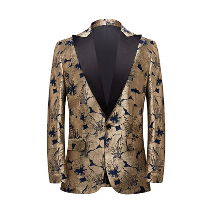 Gold and Black Floral Tuxedo Jacket