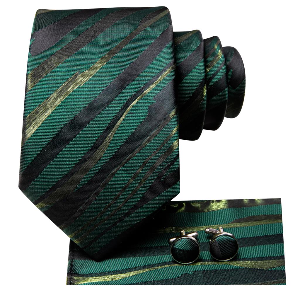 Luxury Stripes In Green Tie Set