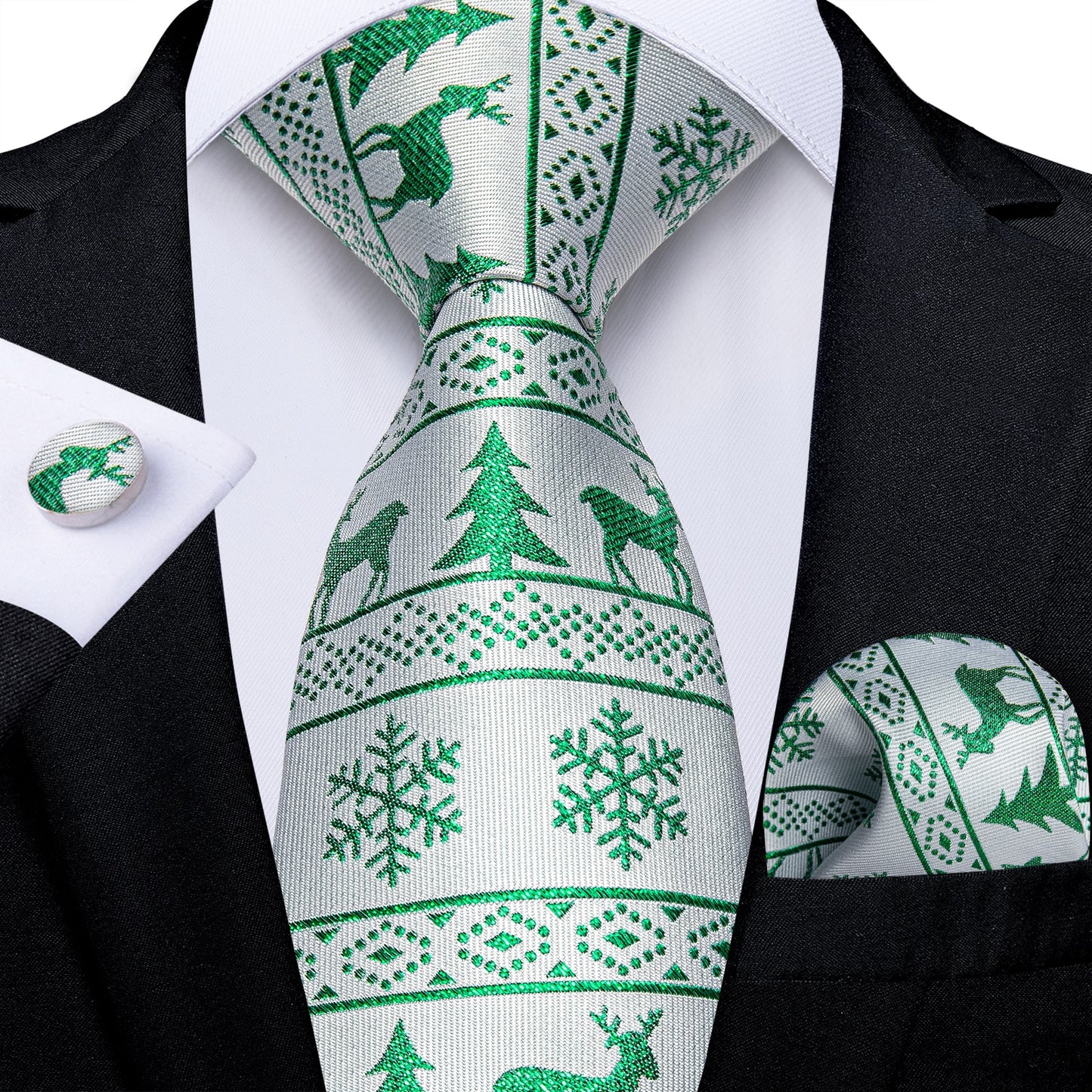 Christmas Tie, Pocket Square and Cufflinks